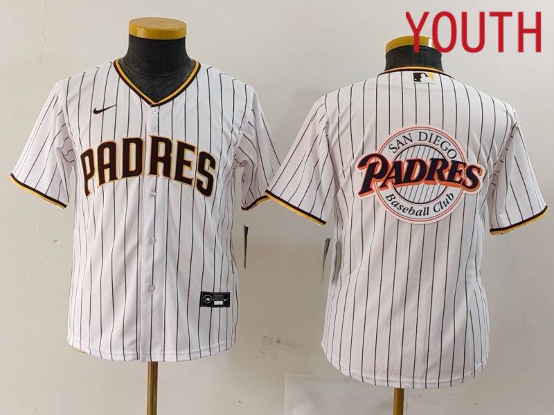 Youth San Diego Padres Blank White stripe Game 2024 Nike MLB Jersey style 5